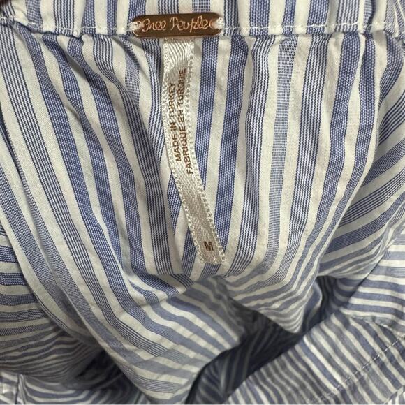 Free People March to the Beat Off the Shoulder Striped Flare Sleeve Top Medium - Picture 10 of 10